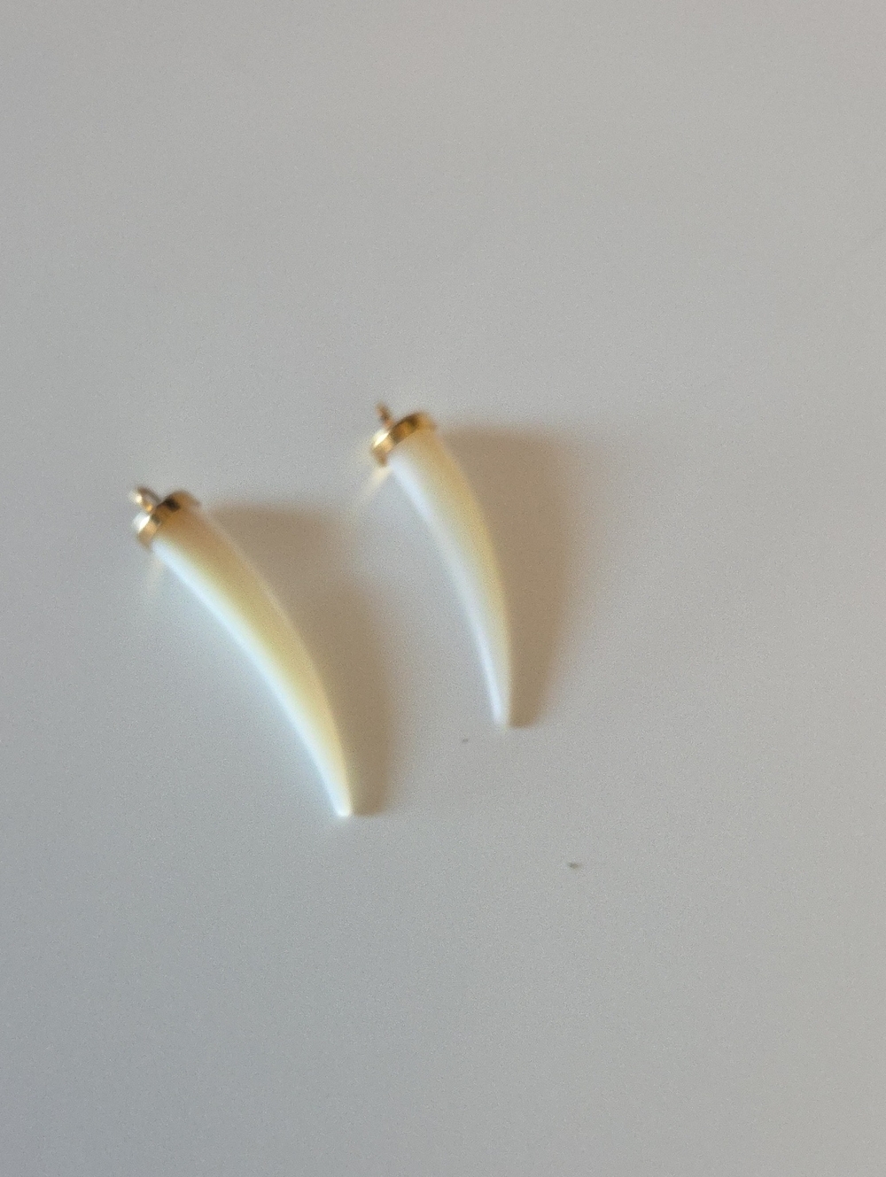 Minimalist Cream Horn Drop Earrings - Unbranded